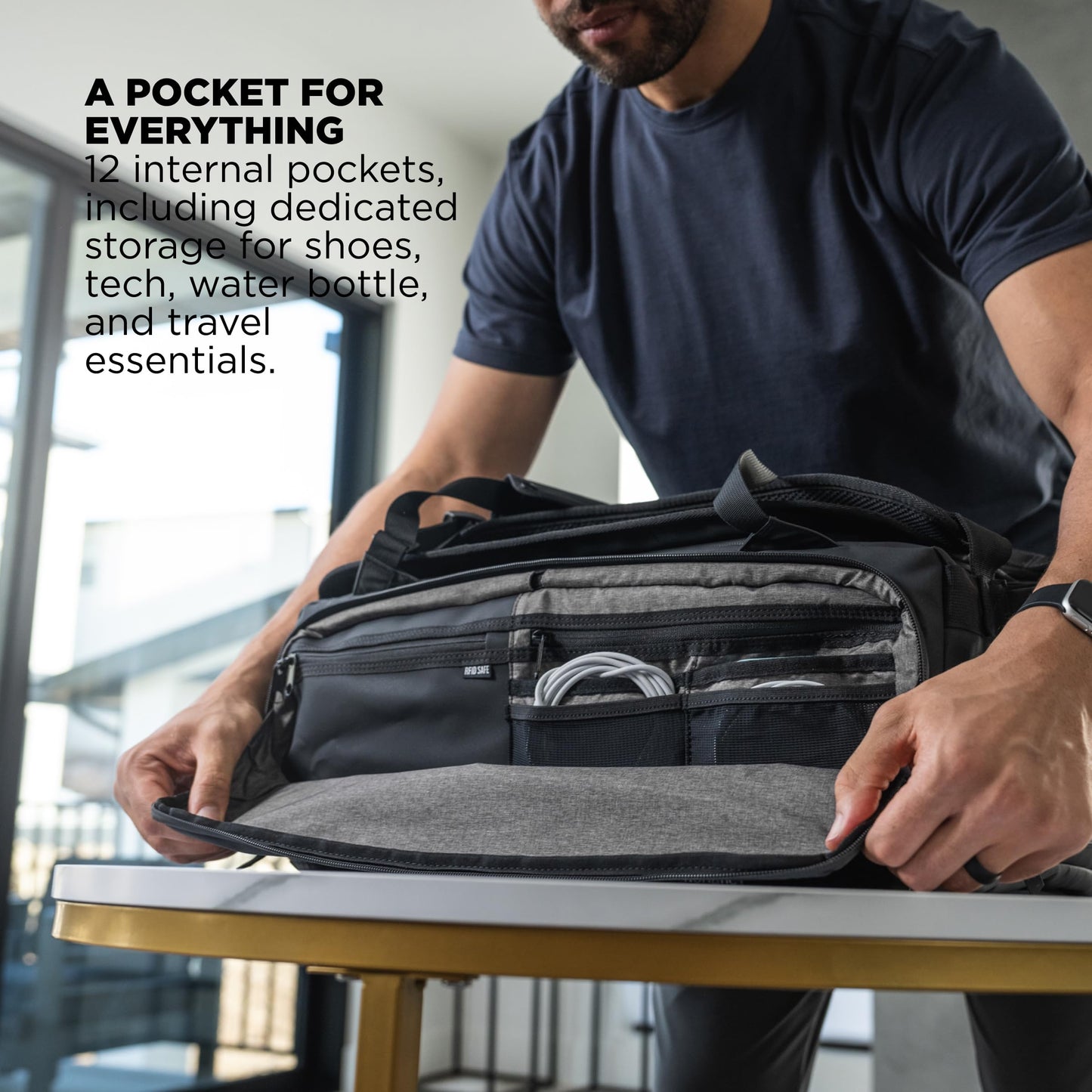 NOMATIC 40L Travel Bag – Convertible Duffel Backpack, Black
