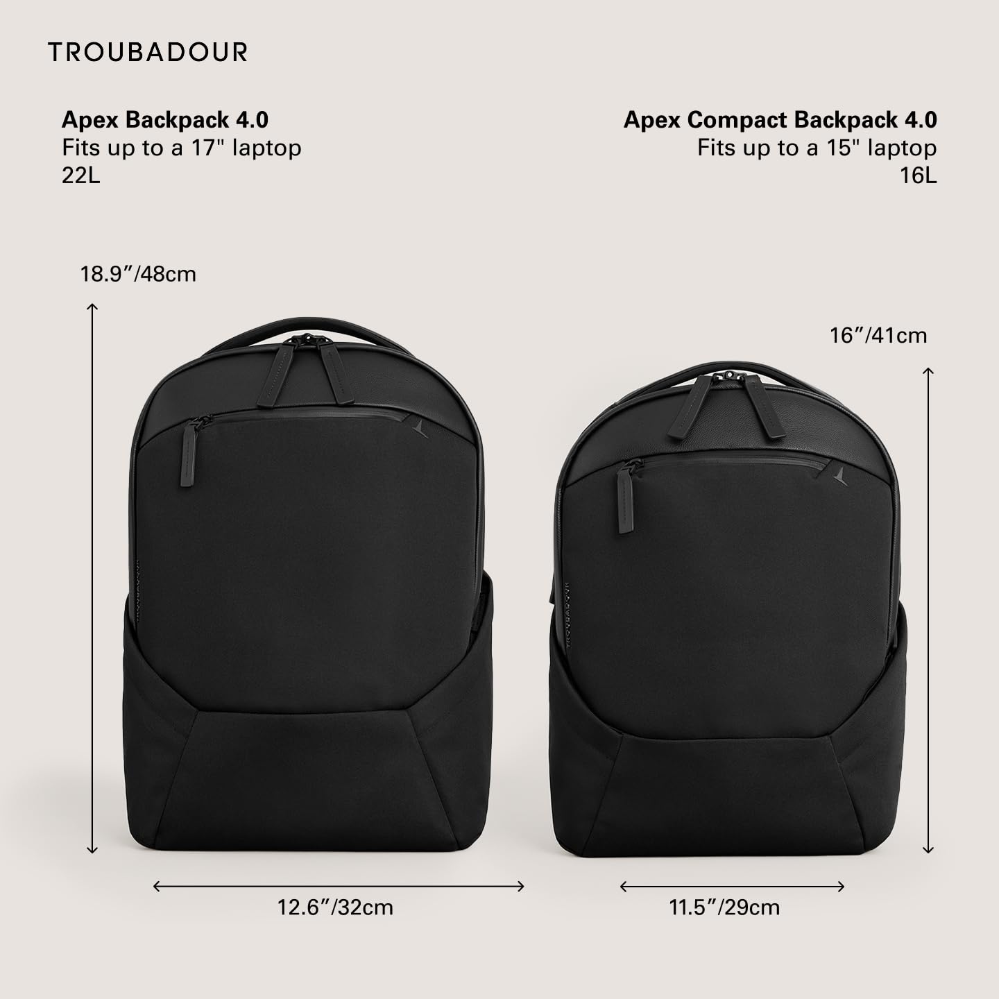 Troubadour Apex Compact Backpack 4.0-16L Premium Laptop Backpack - Ergonomic & Water Resistant - Designed for Work and Travel - Black