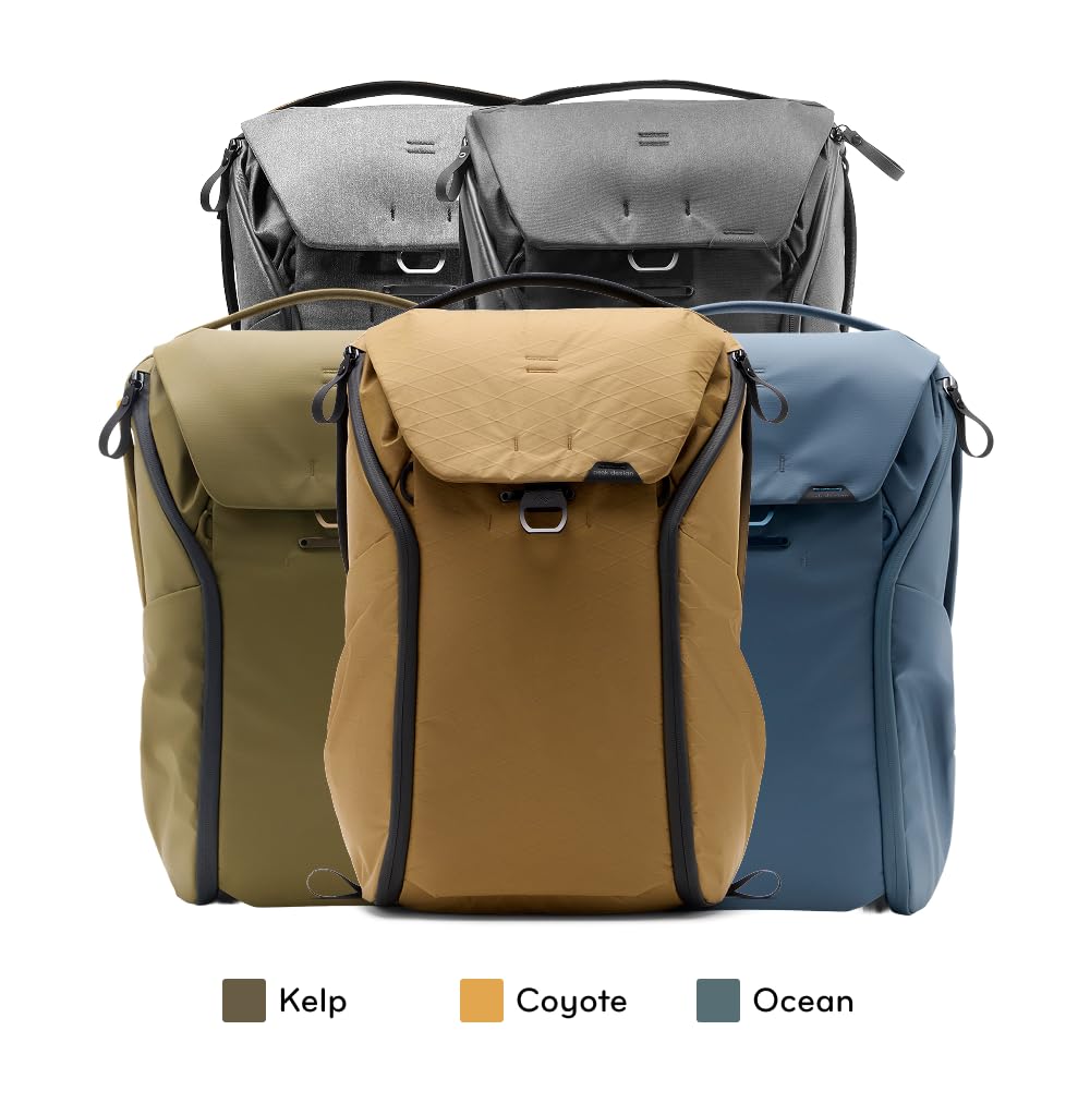 Peak Design Everyday Backpack 30L, Ocean, MagLatch Top, Dual Side Access, FlexFold Dividers, Fits 15" or 16" Laptop, For Camera Carry, Daily Commutes or Travel, Versatile Backpack for Men and Women
