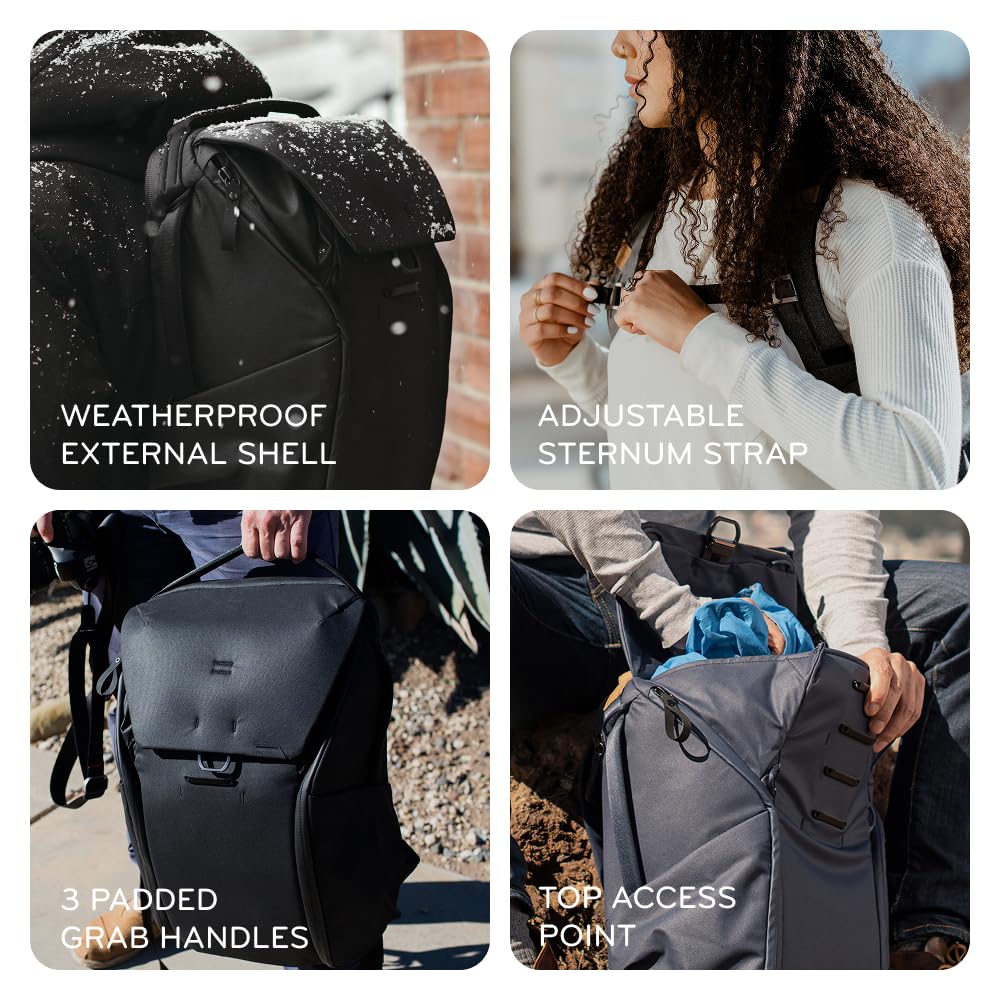 Peak Design Everyday Backpack 30L, Ocean, MagLatch Top, Dual Side Access, FlexFold Dividers, Fits 15" or 16" Laptop, For Camera Carry, Daily Commutes or Travel, Versatile Backpack for Men and Women