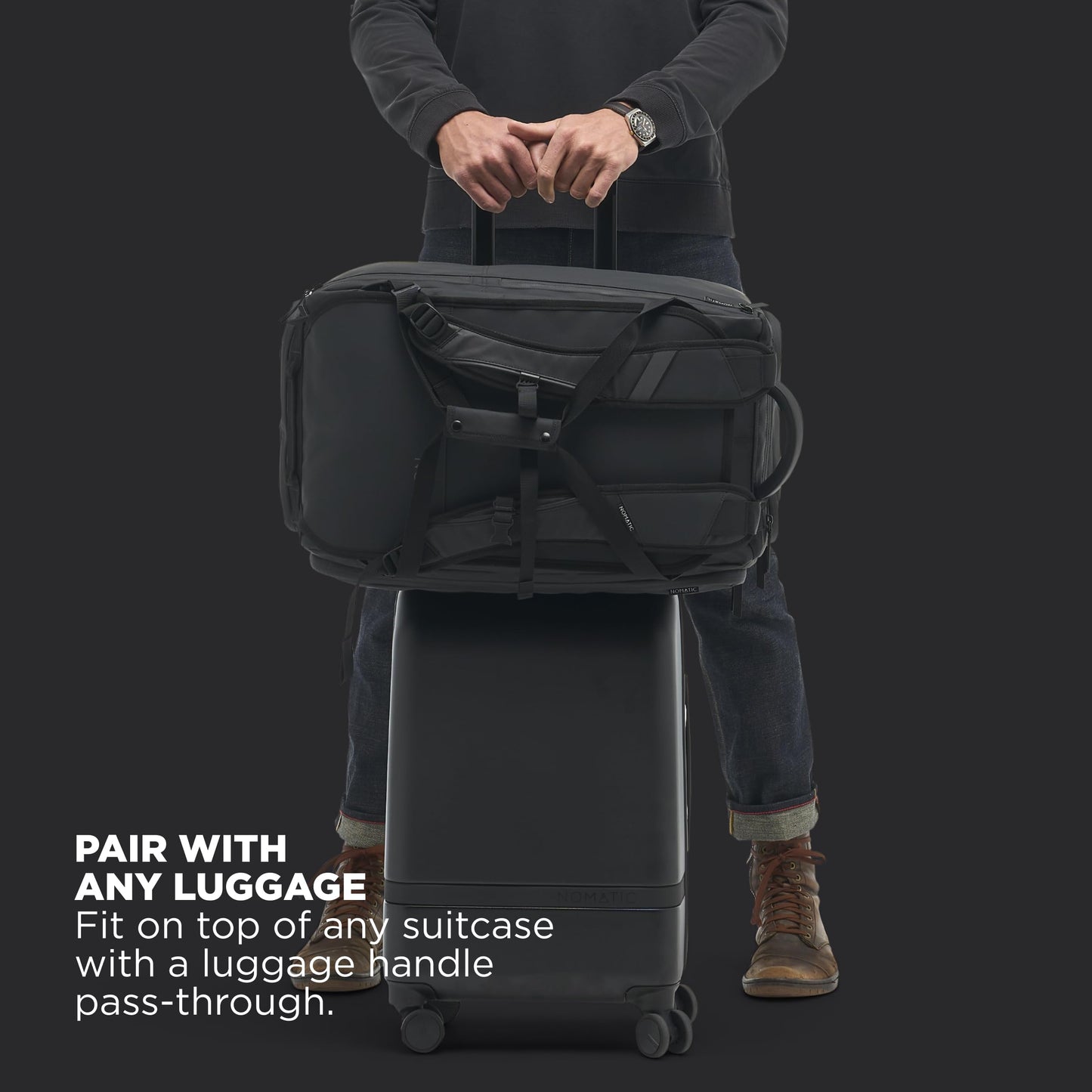 NOMATIC 40L Travel Bag – Convertible Duffel Backpack, Black