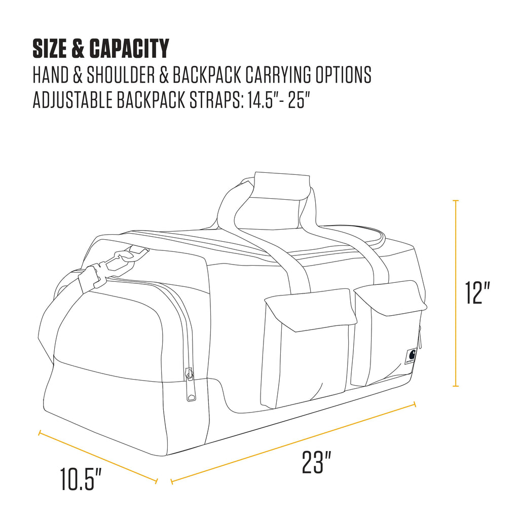 Carhartt 40L Utility Duffel, Heavy-Duty Gear Bag for Jobsite, Gym, & Travel, Duffel Bag (Black), 40L