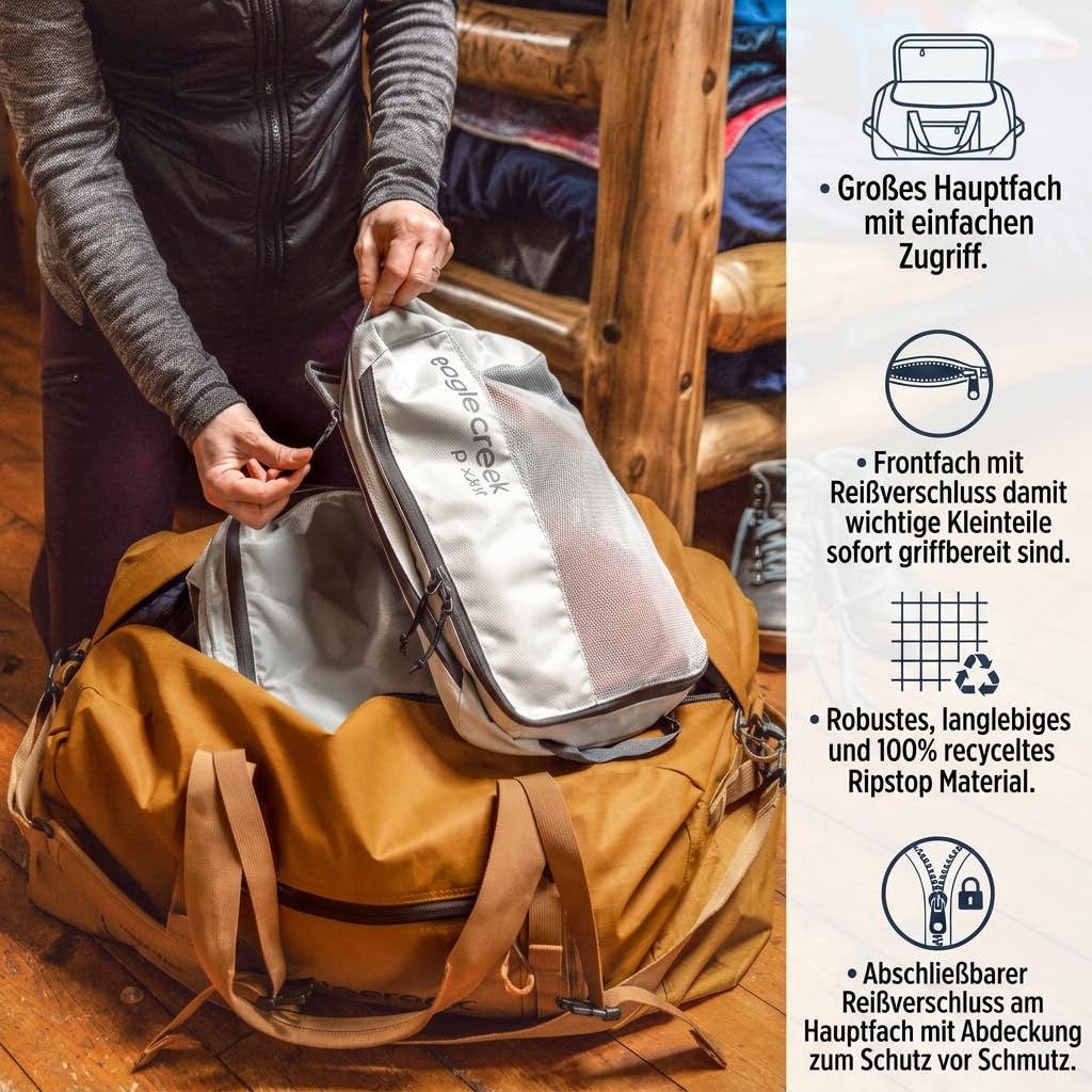 Eagle Creek No Matter What Duffle Bag 90L I Heavy Duty & Packable Travel Holdall I Sustainable Travel Bag for Camping & Adventure I 90L Capacity I Atlantic Blue