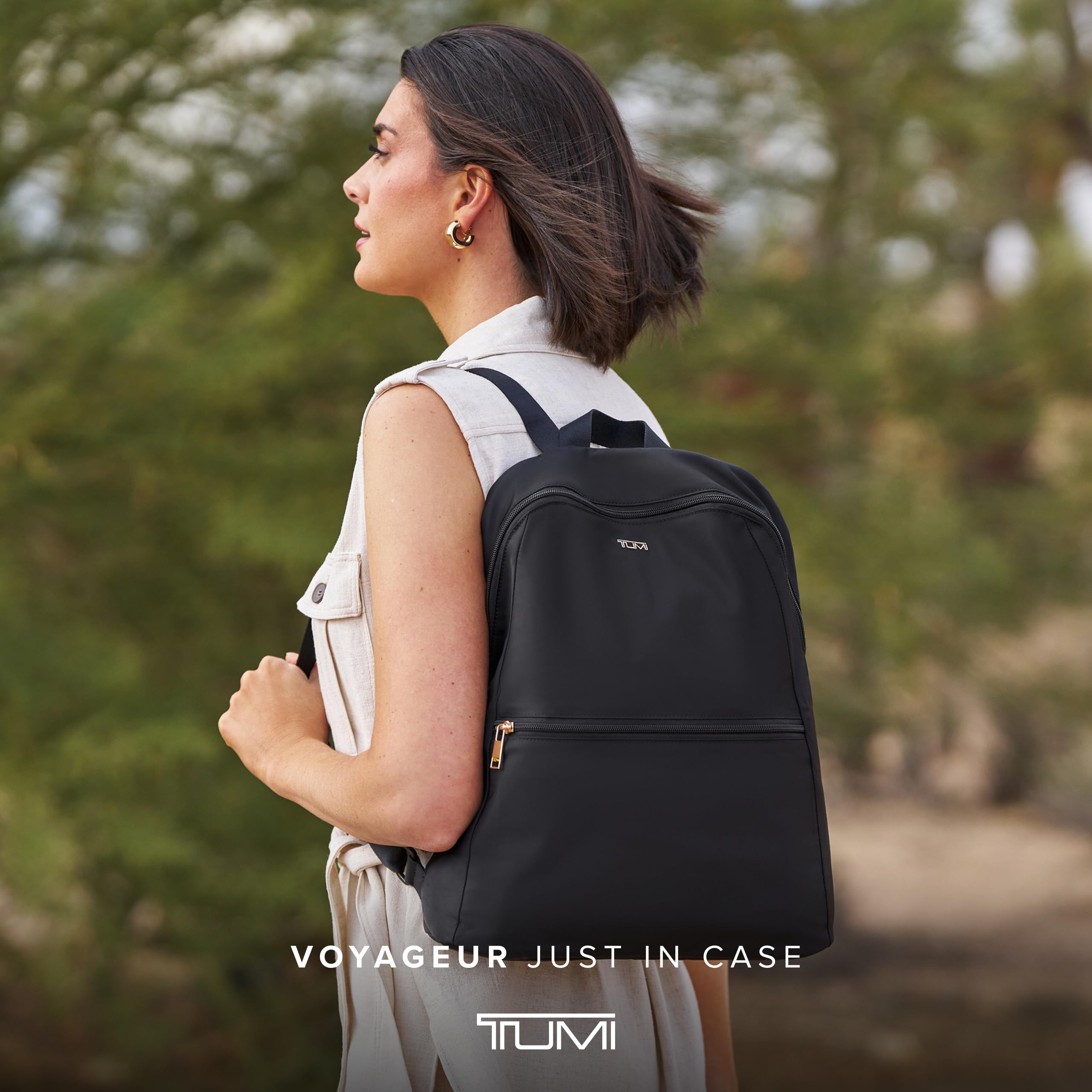 TUMI Just In Case Backpack - Small Packable Travel Bag for Women & Men - Easily Carry Travel Accessories, Black/Gold, One Size, Voyageur Just in Case® Backpack