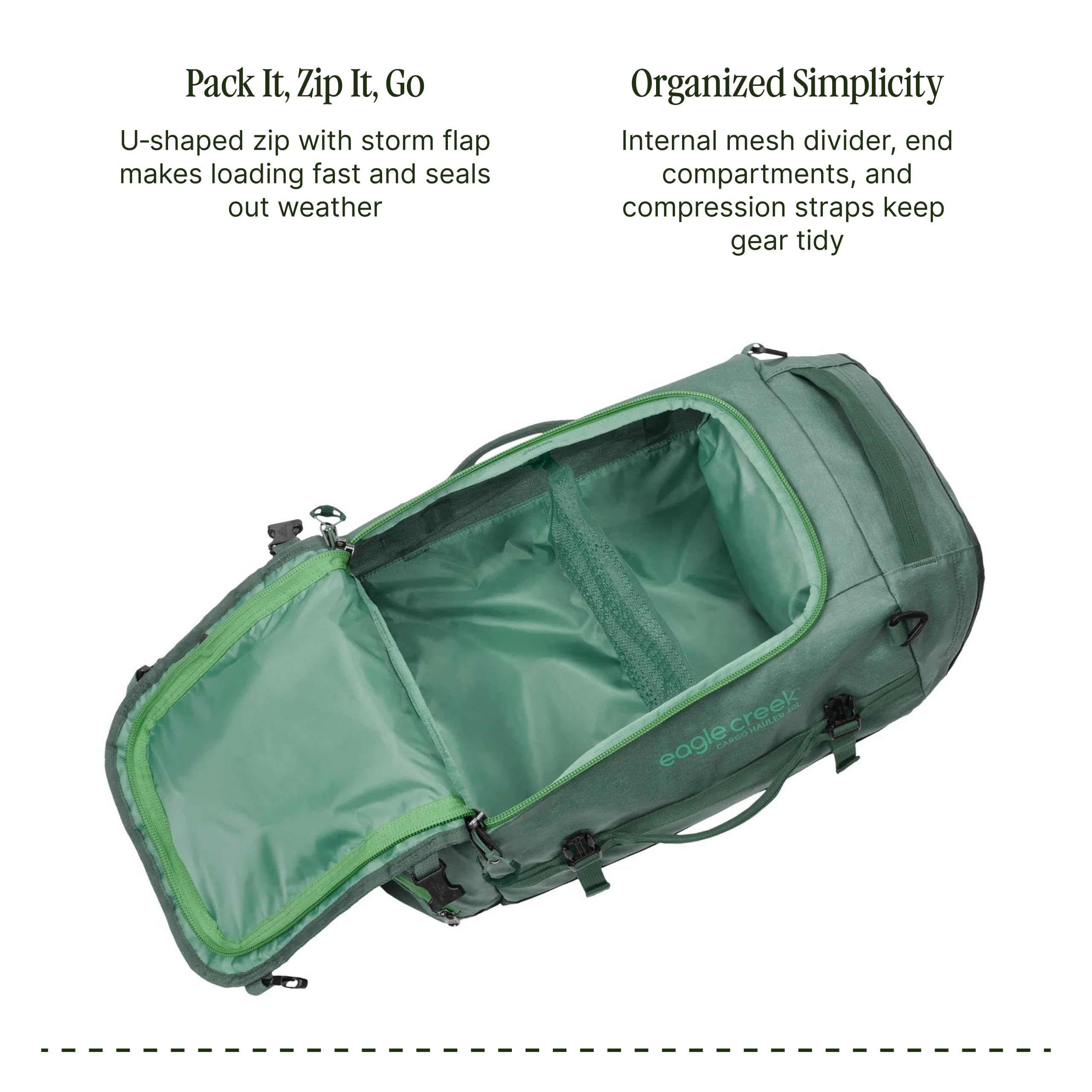 Eagle Creek Cargo Hauler Duffle Bag 40L I Heavy Duty & Water-Resistant Travel Holdall I Backpack Duffle for Travel & Outdoor Adventures I 40L Capacity I Duck Green