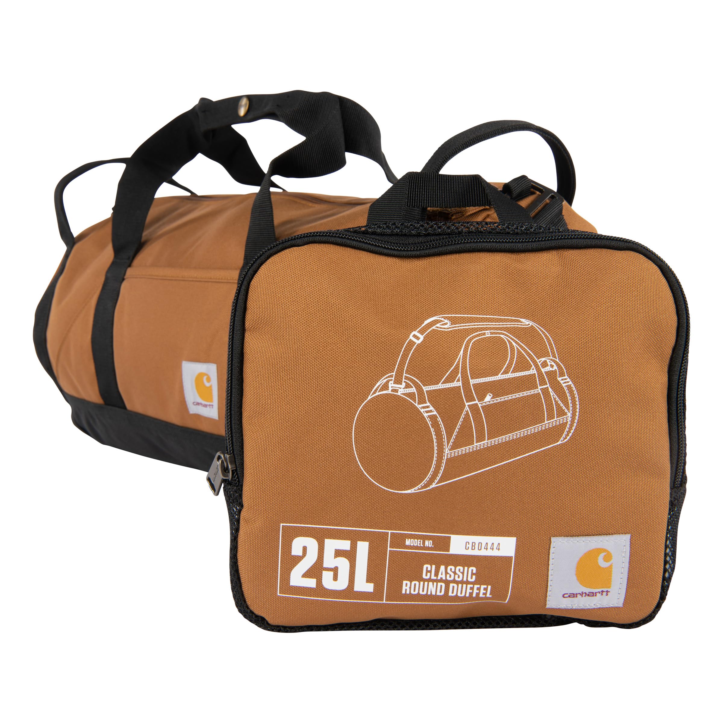 Carhartt Classic Round Duffel with Utility Pouch, Heavy-Duty, Water-Resistant Packable Gear Bag for Jobsite, Carhartt Brown, 60L, Classic Round Duffel with Utility Pouch, Heavy-Duty, Water-Resistant